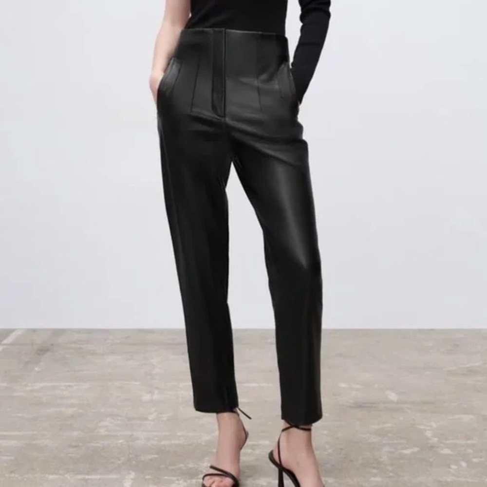 Zara High Waisted Faux Leather Pants